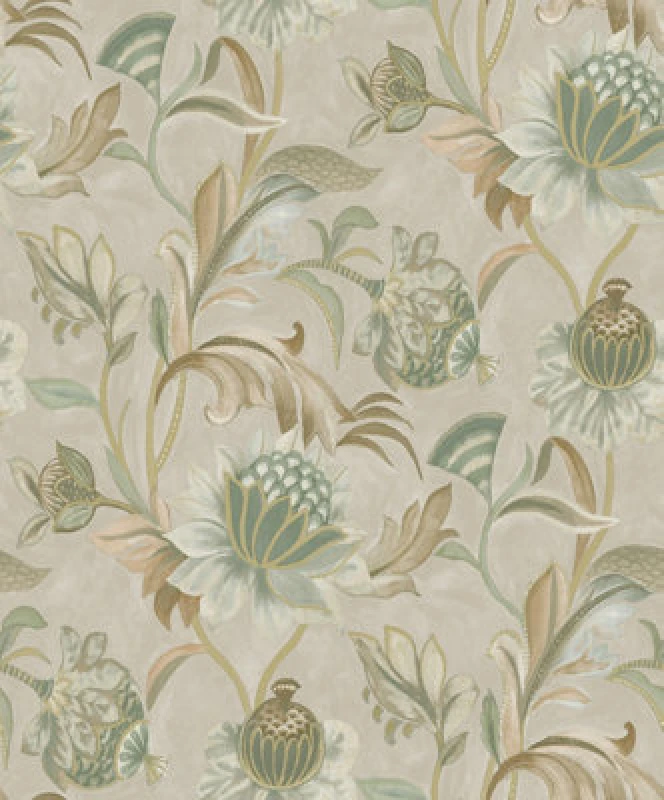 Image of Holden Decor Cecelia Beige / Green Floral Trail Embossed Wallpaper