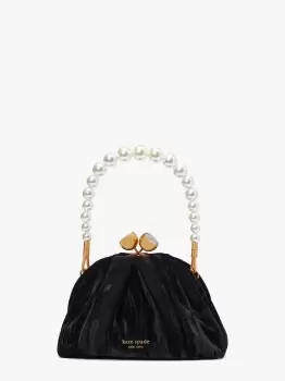 Image of Kate Spade Bonbon Velvet Small Kiss Lock Clutch, Black, One Size