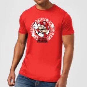 image of Nintendo Super Mario White Wreath Red T-Shirt - L - Red