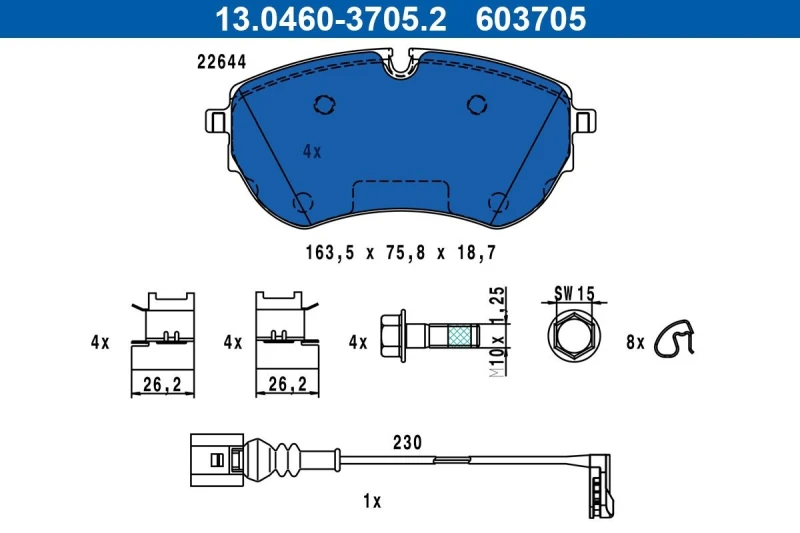 Image of Brake pad set ATE 13.0460-3705.2