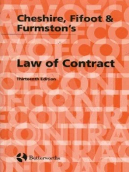 Image of Cheshire Fifoot and Furmstons Law of Contract by M P Furmston Paperback