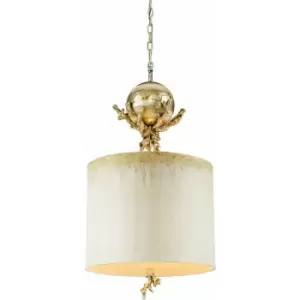 Image of 1 Bulb Ceiling Pendant Light Fitting Putty Patina & Silver Leaf LED E27 60W