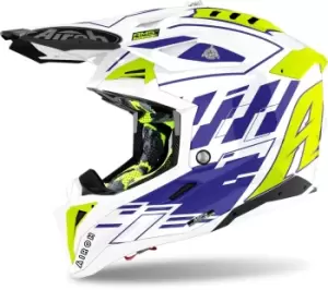 Image of Airoh Aviator 3 Rampage Carbon Motocross Helmet, blue Size M blue, Size M