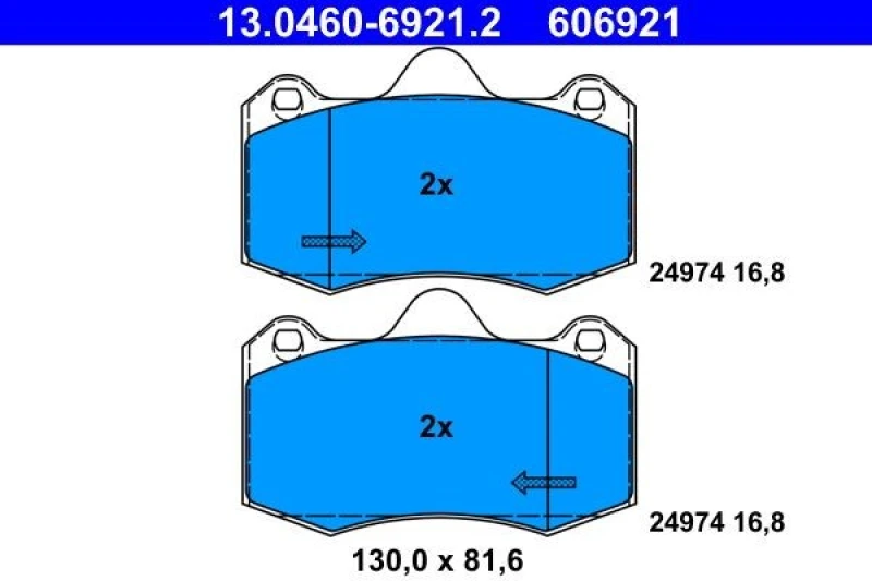 Image of ATE 13.0460-6921.2 Brake pad set excl. wear warning contact Brake Pad Set,disc brake (402)