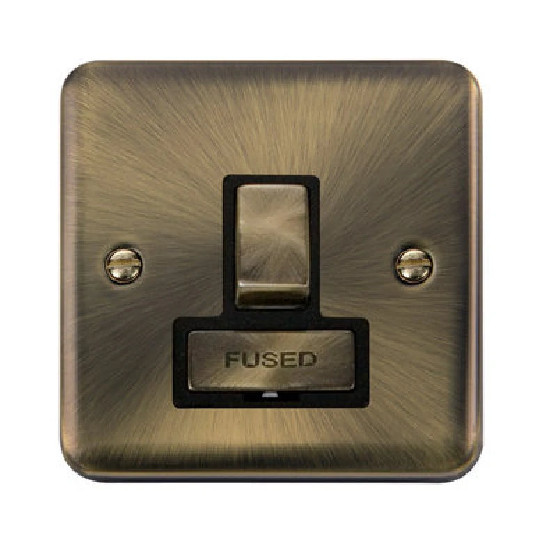Image of SE Home Curved Antique Brass 13A Fused Ingot Connection Unit Switched Gold