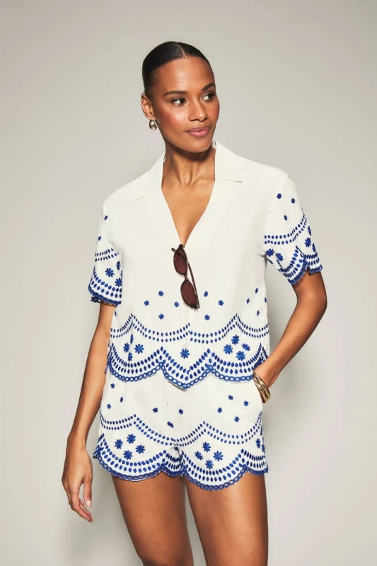 Image of KBX Womens Bridal Broderie Shirt in White Size: 16 White Female 16