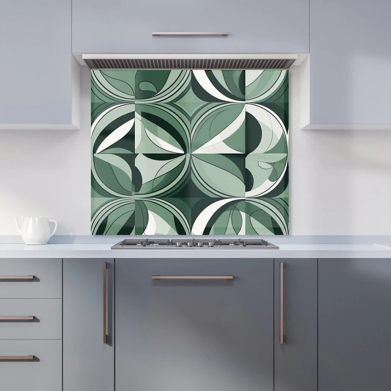 Image of Warren Reed - Designer Geometric Green Black Kitchen Splashback Size: 600mm x 750mm Green Unisex 600mm x 750mm