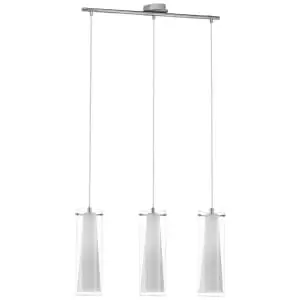 Image of Eglo Pinto Textil Chrome And White 3 Pendant Light