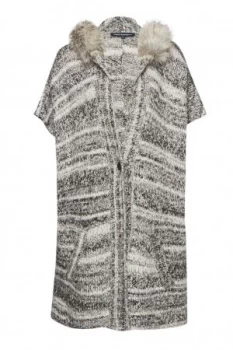 Image of French Connection Irma Melange Knit Cardigan Coat Black Multi