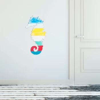 Image of Seahorse - Multicolor Multicolor Decorative Wooden Wall Accessory