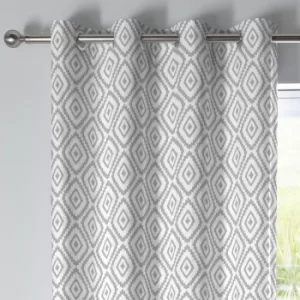 image of Fusion Navaho Silver Eyelet Curtains Silver