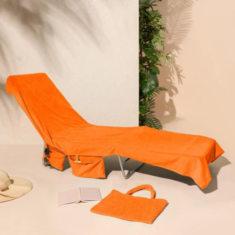 Image of OHS OHS Beach Towel Bag Microfiber Quick Dry Absorbent Bath Large Travel Spa in Orange Orange One Size Unisex 5027434196609