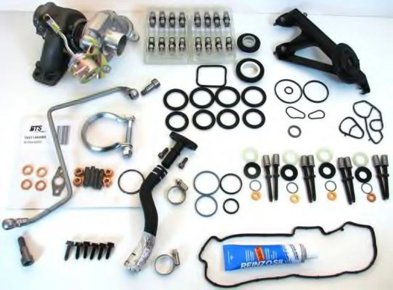 Image of BTS TURBO T981043SUPERKIT Turbocharger with oil drain line, TURBO SERVICE SET Original Charger,charging system (2234)