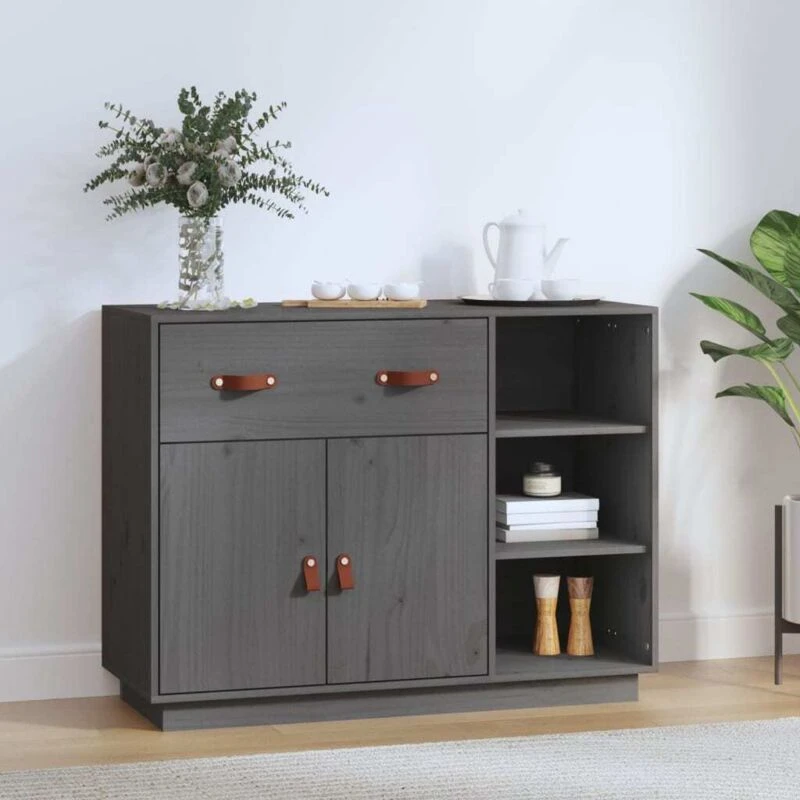 Image of Vidaxl Sideboard Grey 98.5X40X75cm Solid Wood Pine, Grey 820139