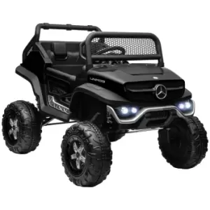 image of HOMCOM 12V Licensed Mercedes-Benz Unimog Kids Electric Ride On Car, Battery Powered Off-road Toy with Remote Control, Suspension Wheels, Horns, Lights