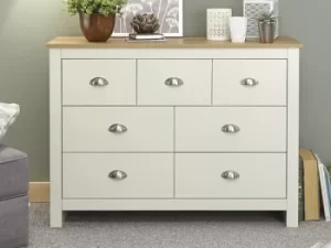 Image of GFW Lancaster Cream and Oak 7 Drawer Merchant Chest of Drawers Flat Packed