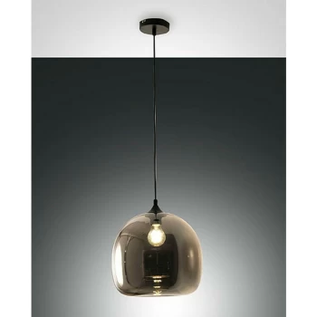 Image of Fabas Luce Lighting - Fabas Luce Maia Dome Pendant Ceiling Lights Transparent Grey Glass, E27