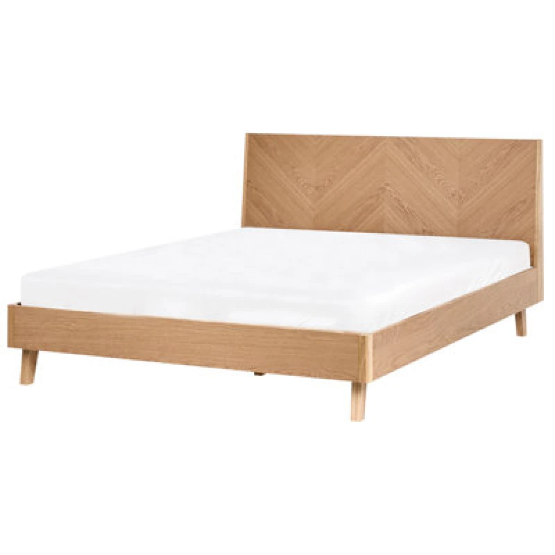 Image of Beliani Bed Wizernes 140 X 200 Cm (Eu Double) Light Oak