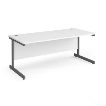 image of Office Desk 1800mm Rectangular Desk With Cantilever Leg White Tops With Graphite Frames Contract 25