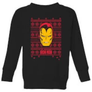 image of Marvel Iron Man Face Kids Christmas Sweatshirt - Black - 9-10 Years