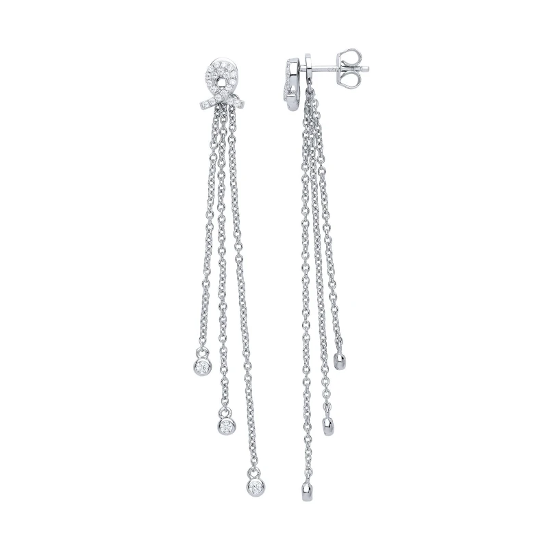Image of Jewelco London Silver CZ Meteor Shower Drop Earrings - GVE657 Silver female