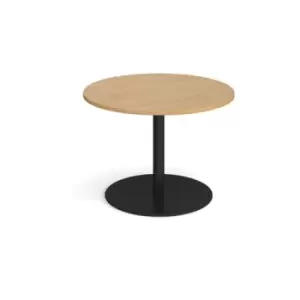 Image of Eternal circular boardroom table 1000mm - Black base and oak top