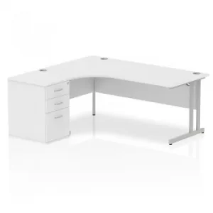 Image of Impulse 1800 Left Hand Cantilever Workstation 600 Pedestal Bundle White