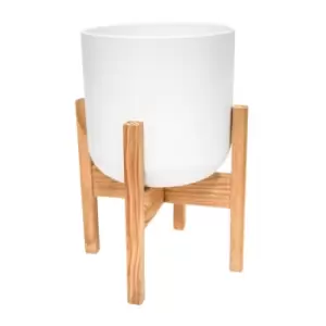 image of Ivyline Lisbon Pot & Stand White