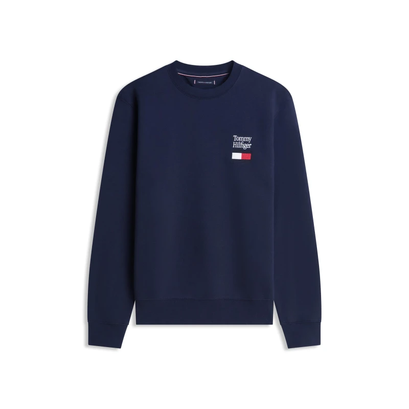 Image of Tommy Hilfiger Mens Embro Flag Crew Sweatshirt Desert Sky male 2XL
