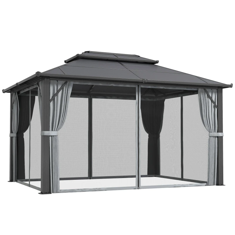 Image of Outsunny 3x4m Polycarbonate Hardtop Gazebo with Aluminium Frame Grey