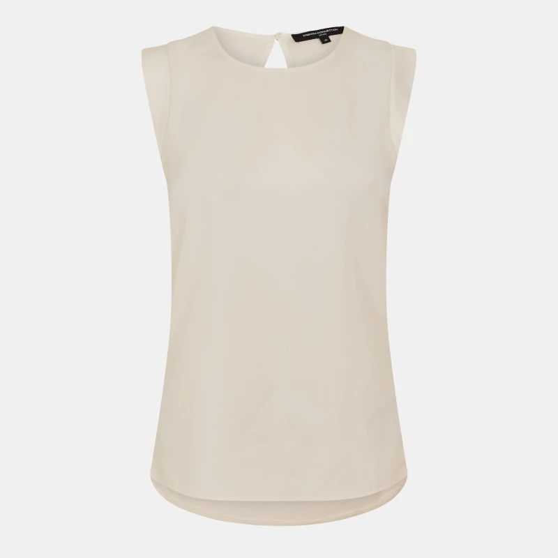 Image of French Connection Polly Plains Capped Sleeve T-Shirt - White White 6