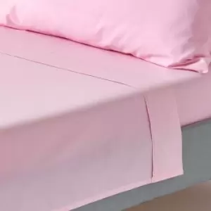 Image of HOMESCAPES Pink Egyptian Cotton Flat Sheet 200 Thread Count, Double - Pink - Pink