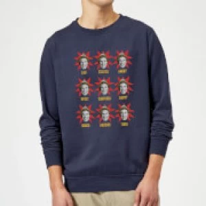 image of Elf Faces Christmas Sweatshirt - Navy - 3XL