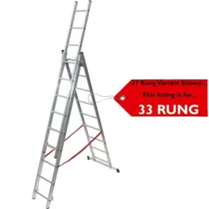 Image of 33 Rung Lightweight Combination Ladder Triple Extension / Step & Staircase Stair