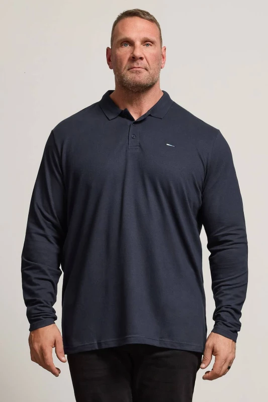 Image of BadRhino BadRhino Men Long Sleeve Polo Shirt in Dark Navy Size: X-Large Dark Navy XL Male 5057147734232