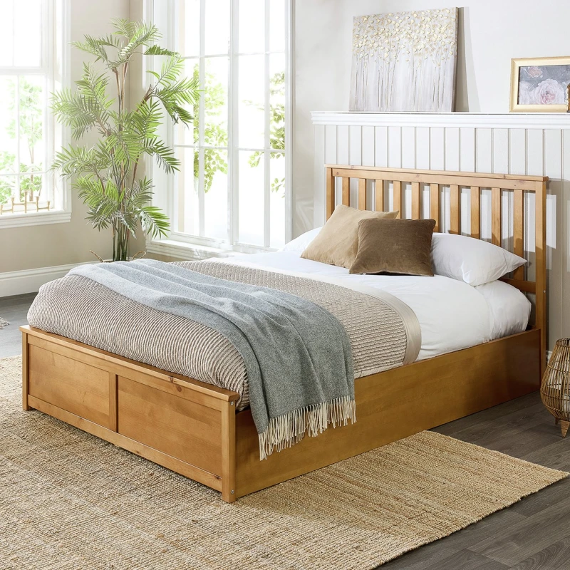 Image of Aspire Aspire Wooden Ottoman Storage Bed in Natural Size: King Natural King Unisex 5057632205056