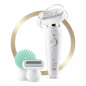 image of Silk-epil 9 Flex - Epilator with Flexible Head - Shaver Head + Body Massage Pad