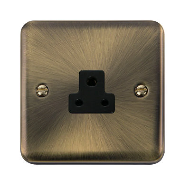 Image of SE Home Curved Antique Brass 1 Gang 2A Round Pin Socket Gold