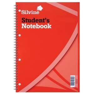 Image of Silvine A4 Student Notebook Wirebound 75gsm Narrow Ruled Punched 4 Holes 120pp Red Pack of 12