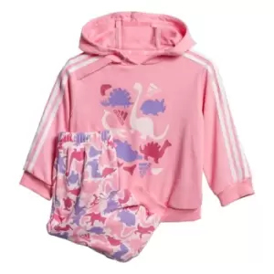 image of adidas Dino Camo Allover Print French Terry Jogger Set Ki - Bliss Pink / White