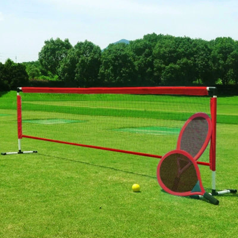 Image of Rexco Garden Tennis Starter Play Set Kids Outdoor Fun Game Bat Racket Ball Net Stand Red unisex