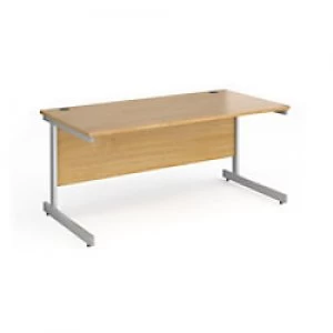 Image of Dams International Rectangular Straight Desk with Oak Coloured MFC Top and Silver Frame Cantilever Legs Contract 25 1600 x 800 x 725mm
