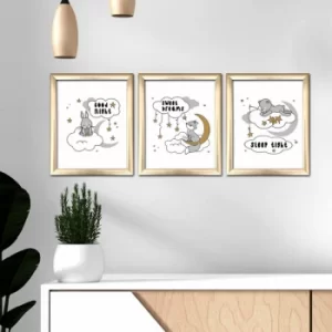 Image of 3ACT-001 Multicolor Decorative Framed MDF Painting (3 Pieces)