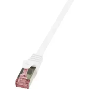 image of LogiLink CQ2101S RJ45 Network cable, patch cable CAT 6 S/FTP 15m White Flame-retardant, incl. detent