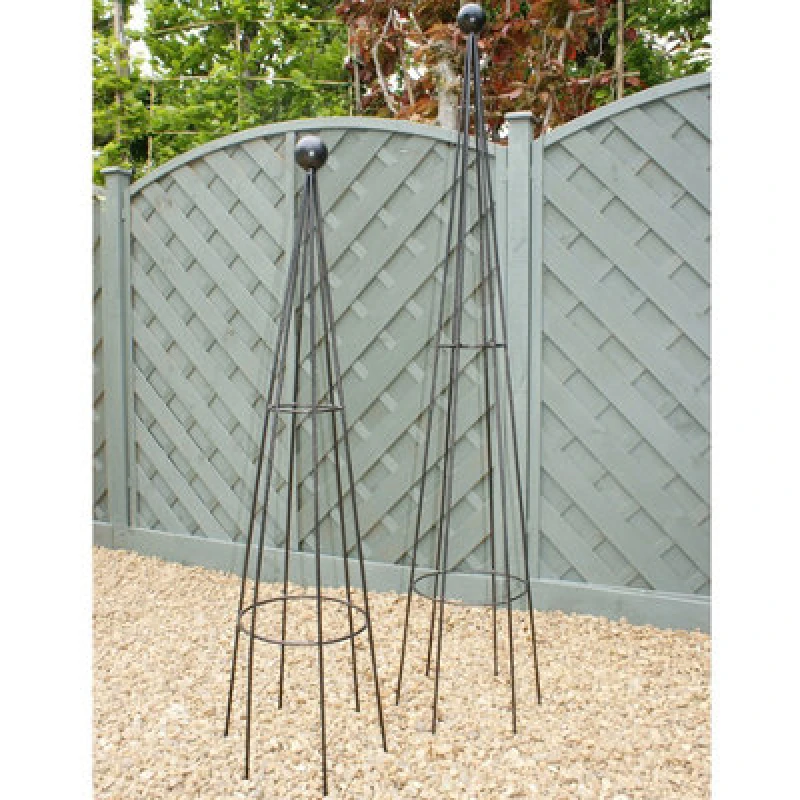 Image of Poppy Forge Hampton 4ft Obelisk - Garden Plant Support - Solid Steel - L30.5 X W27 X H121.9cm - Black - Finial Is An Additional Extra