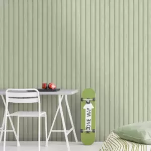 image of Holden Wood Slat Green Wallpaper