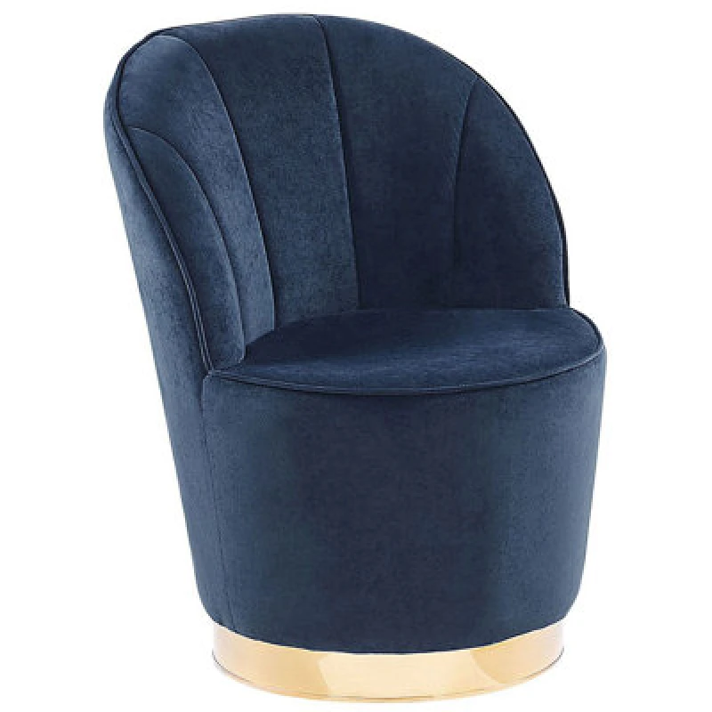 Image of Beliani Velvet Armchair Dark Blue Alby