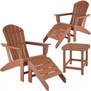 image of Tectake 2 Garden Chairs With Footrests And Weatherproof Side Table Brown