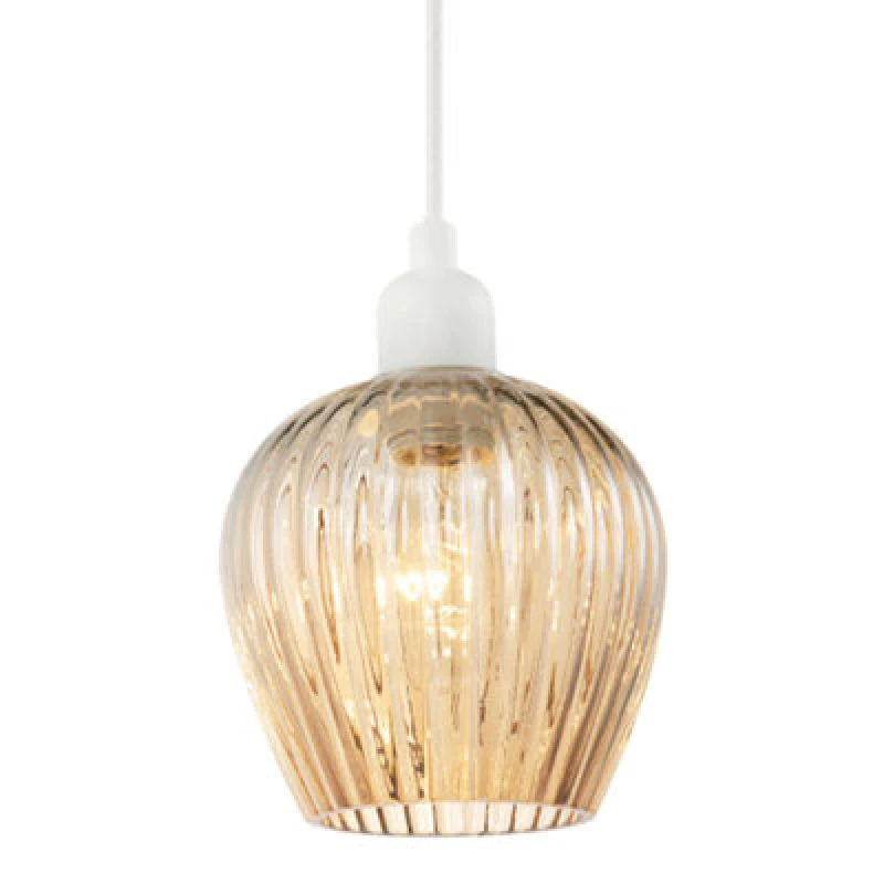 Image of Happy Homewares Modern Gold Easy Fit Pendant Lighting Shade With Ridged Fluted Lines