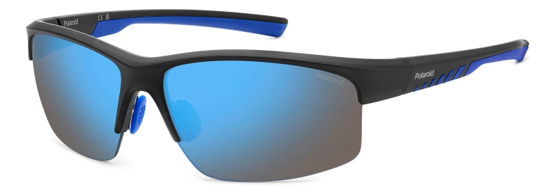 Image of Polaroid Polaroid Men Sport Matte Black Blue Blue Mirror Polarized PLD 7018/N/S Black One Size Male 716736962153